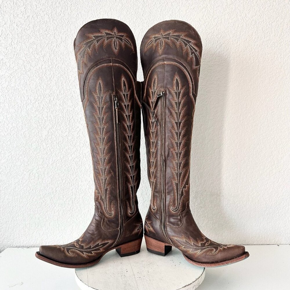Lane Boots Over The Knee Corset Lexington- Cognac - Picture 7 of 15